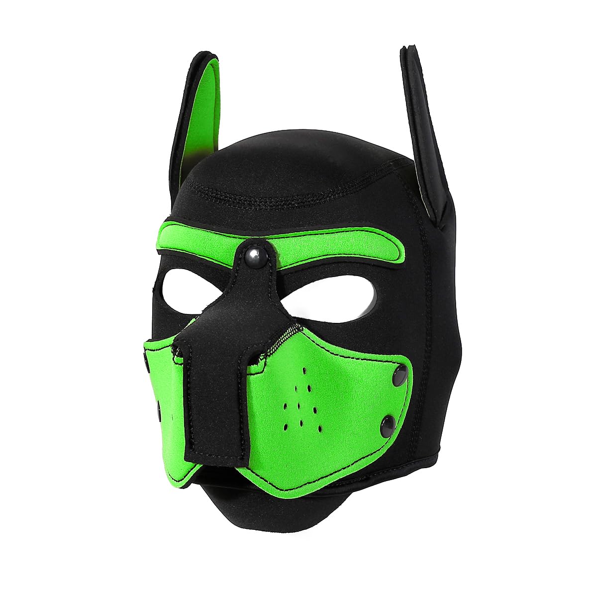Neoprene Puppy Face Muzzle Dog Removable Full Face Pup Hood Mask (Green, One Size)