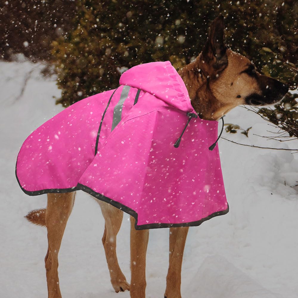 Candofly Dog Raincoat Reflective Dog Rain Jacket Waterproof Hooded Ponch Rain Coat For Small Medium Large Dogs (Pink, Medium)