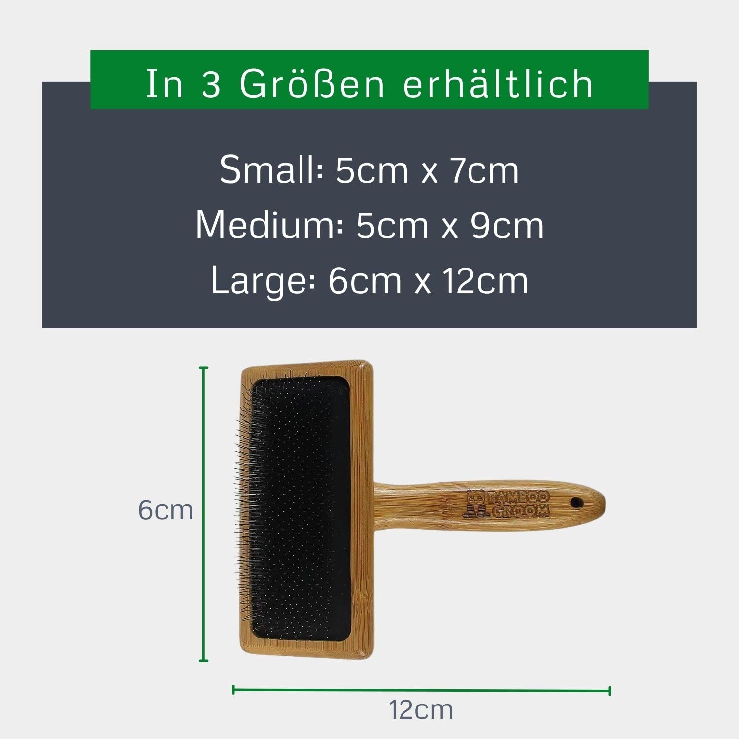 Bamboo Groom Slicker Brush With Stainless Steel Pins For Pets, Large