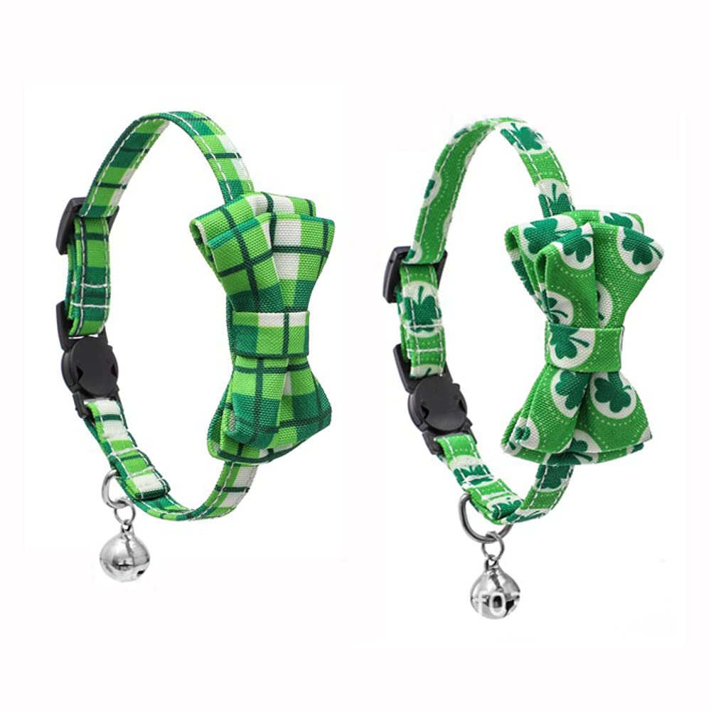 Bnibol 2-Pack Breakaway Cat Collars With Removable Double-Layer Bow Tie And Bell For Boy And Girl Cats,Safety Kitten Collars Sui