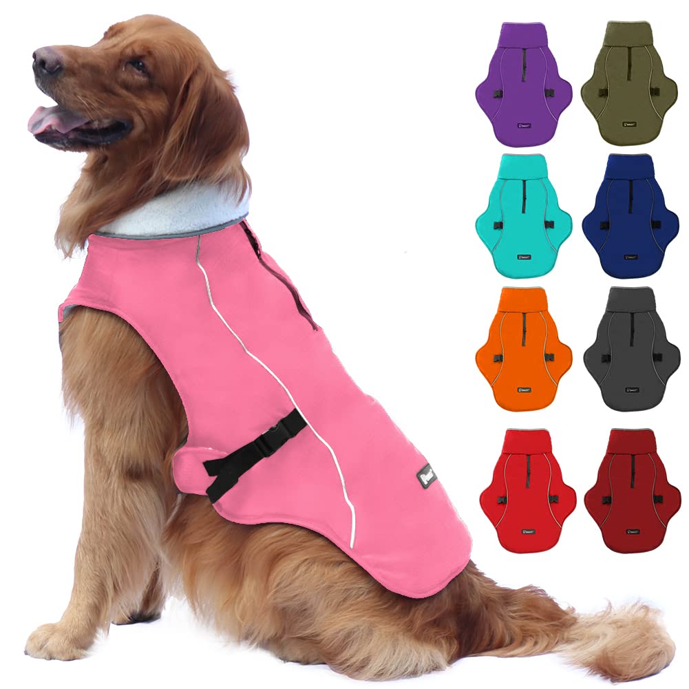 Emust Dog Jacket Winter, Cozy Windproof Dog Jacket For Cold Weather, Solid Color Dog Vests For Winter For Medium Dogs, Pink, M