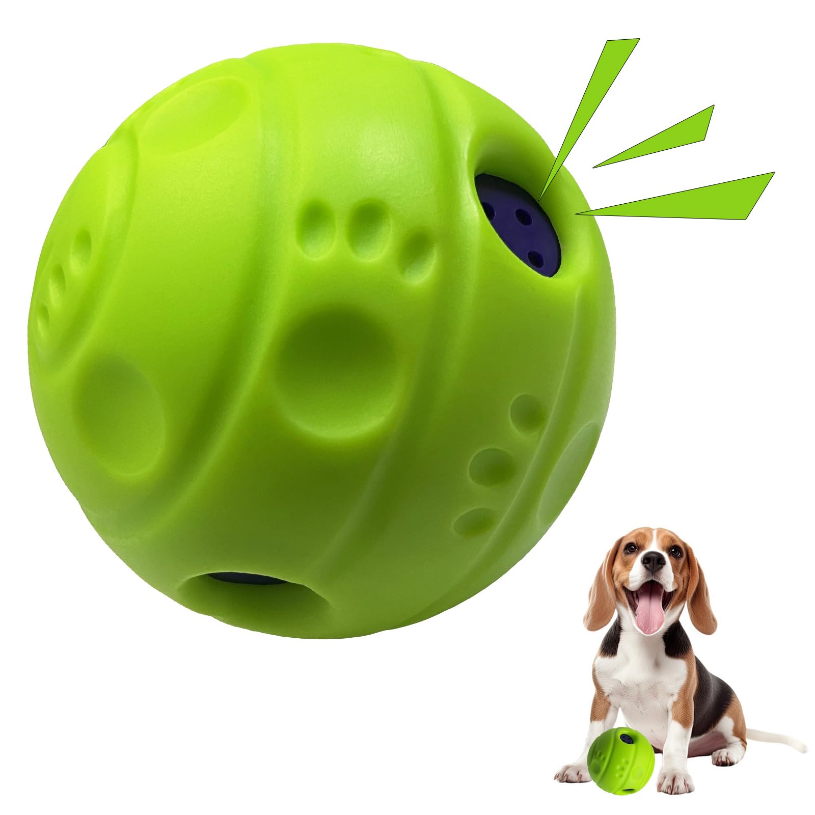 Shake And Laugh Dog Toys Ball, Interactive Dog Ball, No Paint, Gibbering Sound With Surface Concave Lines, M, 3.46 In (8.8 Cm)