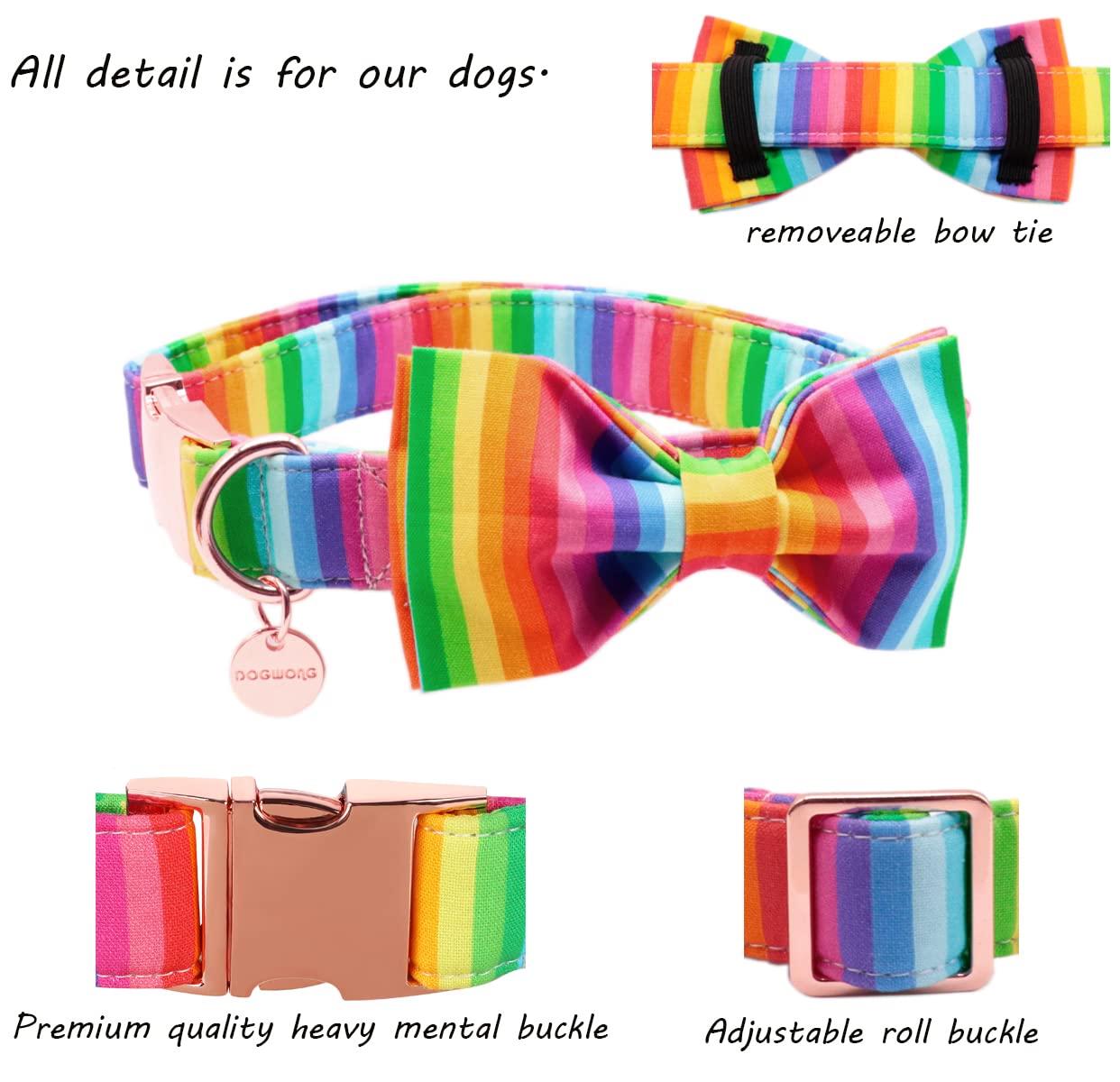 Dogwong Fall Dog Collar With Sailor Bow Tie, Orange Plaid Dog Collar Soft Durable Cotton Dog Collar For Small Medium Large Dog