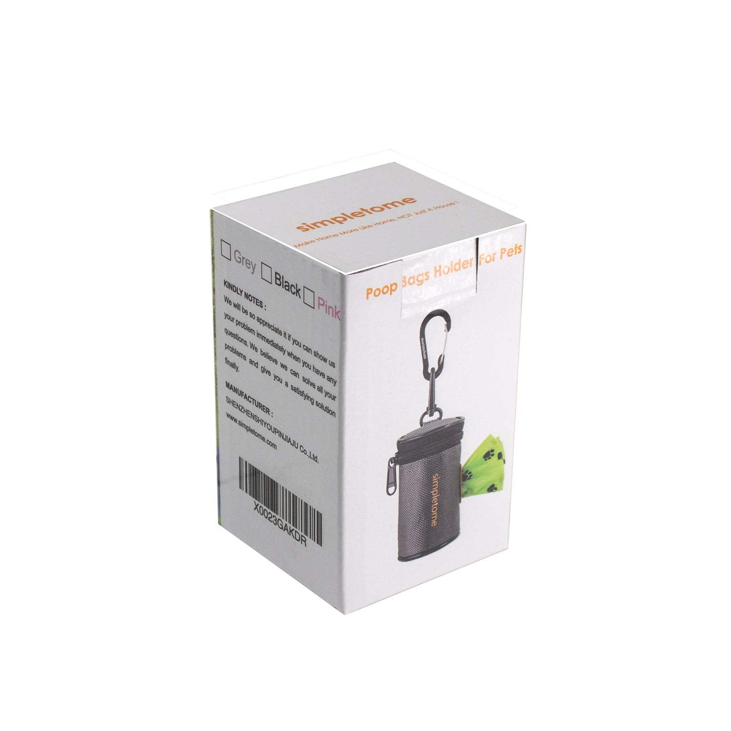 simpletome Dog Waste Bag Dispenser, 1680D Waterproof Oxford, Grey, 2 Piece Set, Model DISP01