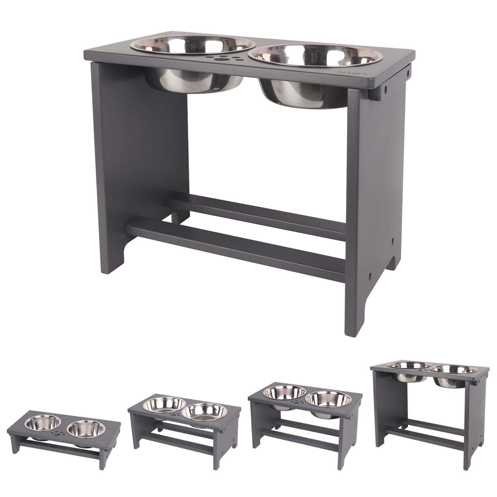 Htb Elevated Dog Bowls,Raised Dog Bowl Stand With 2 Stainless Steel Bowls,Elevated Raised Dogbowls For Large Medium Small Sized 