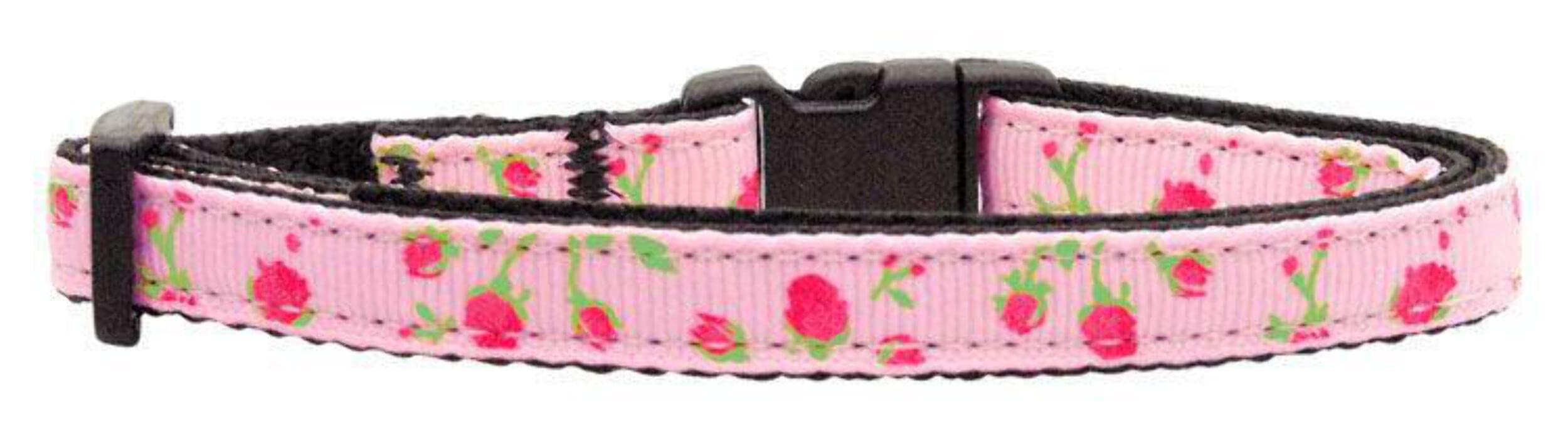 Mirage Pet Products Roses Nylon Ribbon Collar for Pets, Small, Red