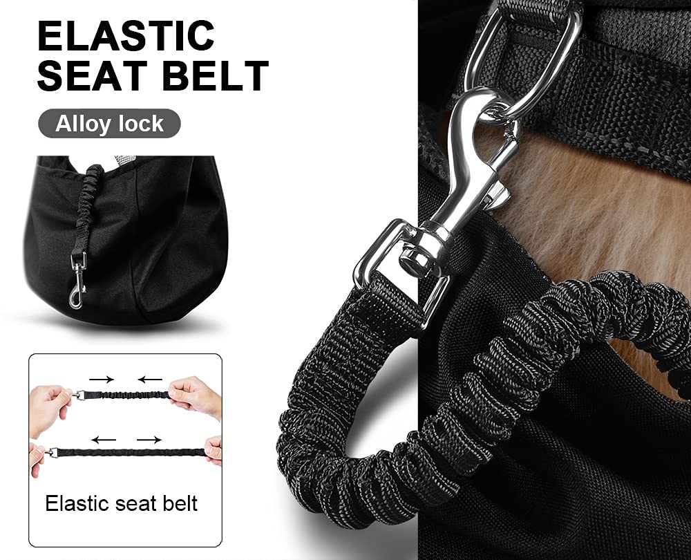 Tomkas Small Dog Sling Carrier - Zipper Pocket & Adjustable Strap & Zip Pocket - For 8 - 15 Lbs Pets(Black)Pupppy