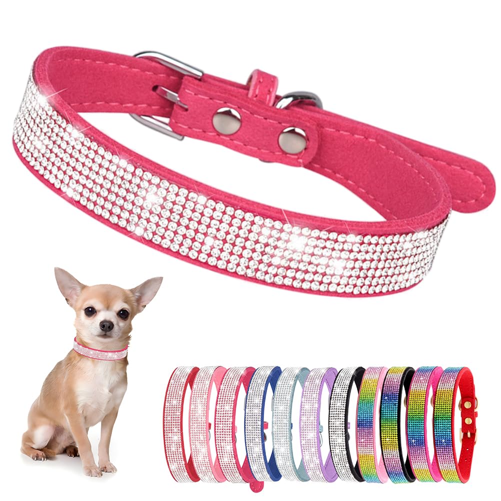 Rhinestone Dog Collar for Small Dogs, Bling Diamond Fancy Crystal Glitter Pretty Jewel Pet Puppy Collars for XXS XS Small Medium