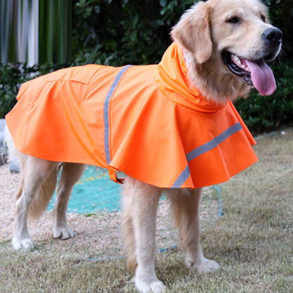 Hapee Dog Raincoats For Large Dogs With Reflective Strip Hoodie,Rain Poncho Jacket For Dogs