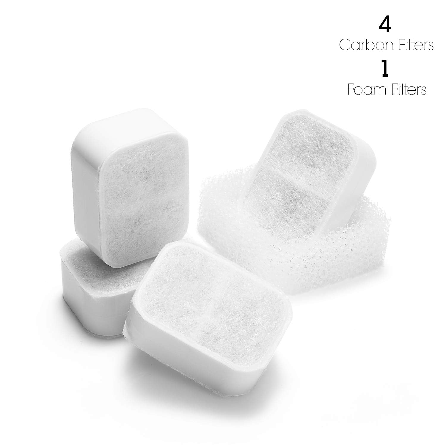 Ipettie Replacement Filters For Tritone And Fiumi Ceramic Fountain | 4 Carbon Filters And 1 Foam Filter