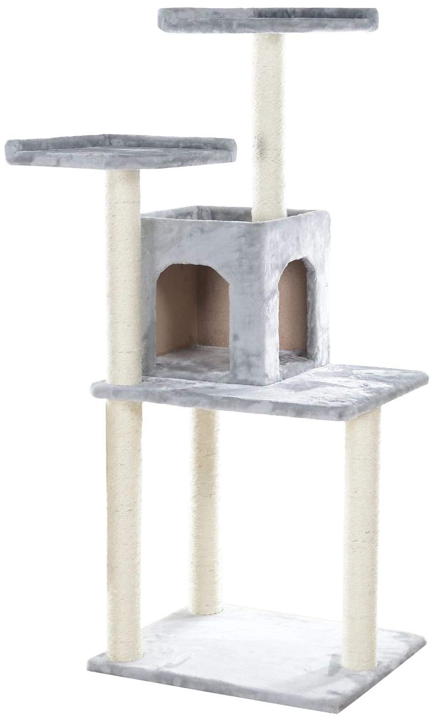 Gleepet GP78571022 Cat Tree, Real Wood Play House, Silver Gray,14 D x 27 6 W x 57 H