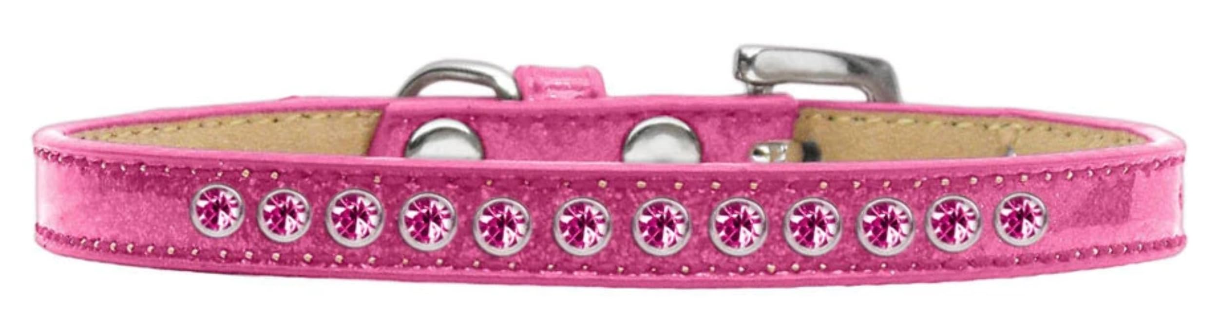 Dog, Puppy & Pet Ice Cream Collar, Bright Pink Crystal Rimsets Gold 16