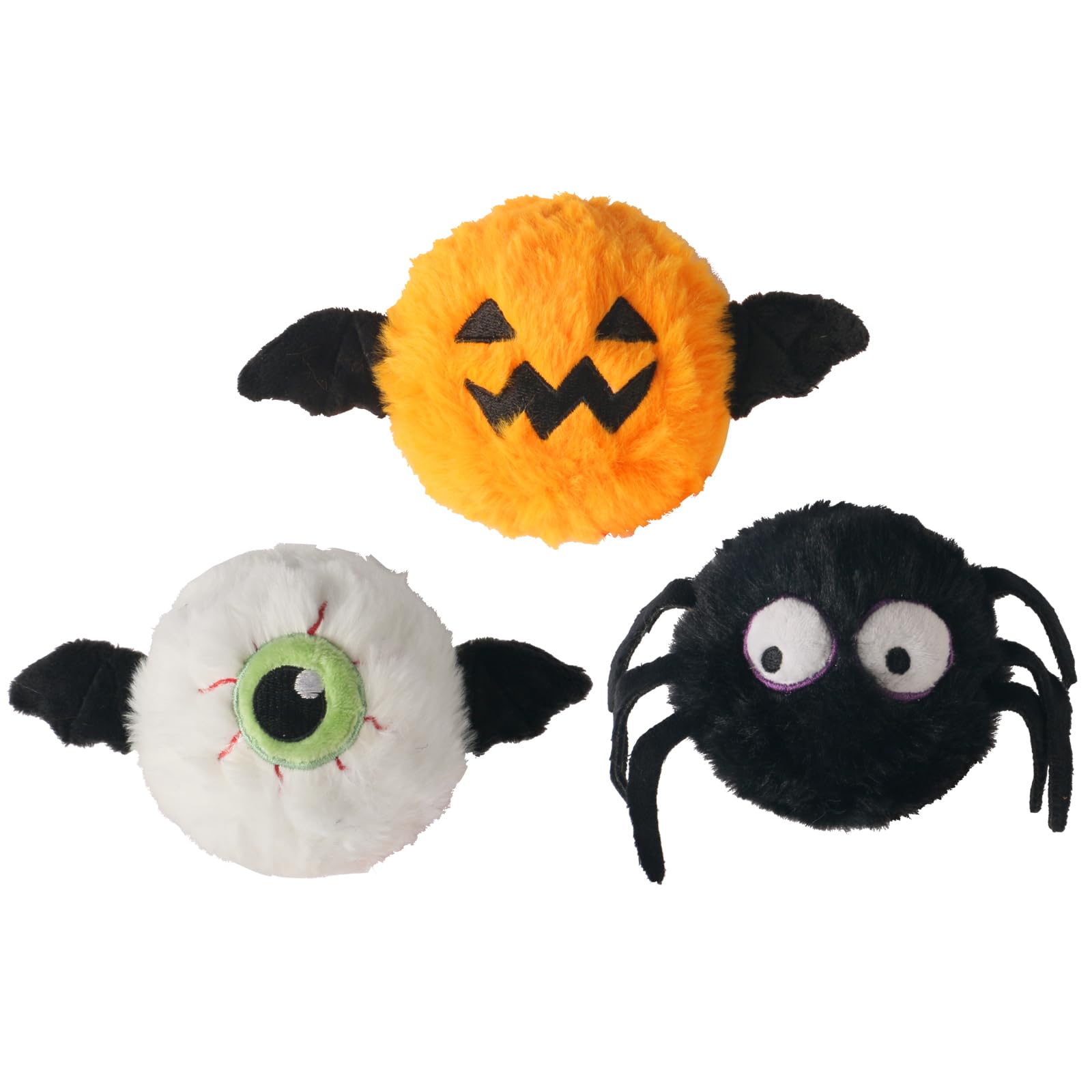 DKING 3Pack Squeaky Dog Balls,2 in1 Funny Puppy Ball Toys,Birthday Dog Toy for Small Medium Dogs (Halloween Ball)