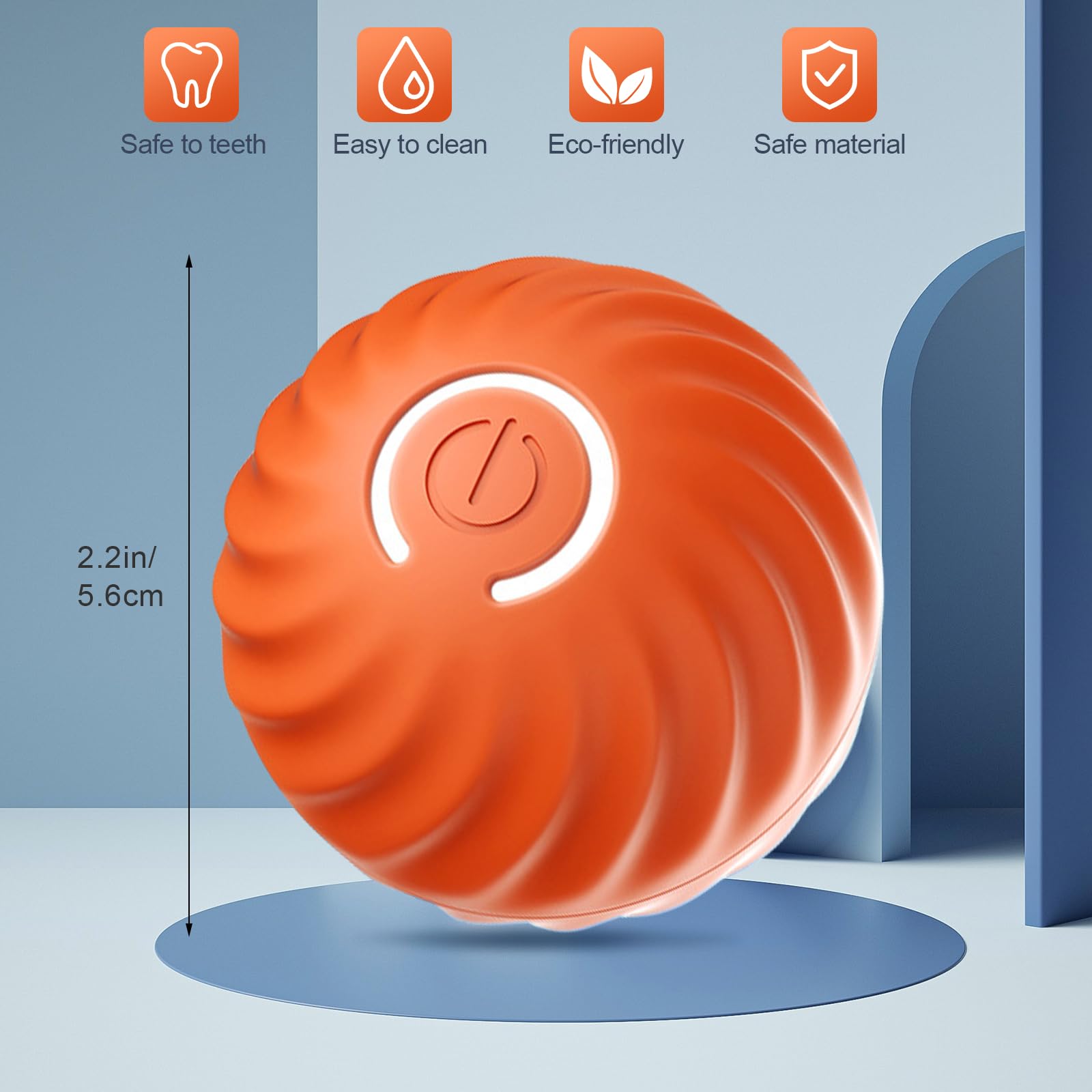 Shudyear Robust Self-Rolling Dog Toy - Interactive Ball For Indoors & Outdoors (Orange)
