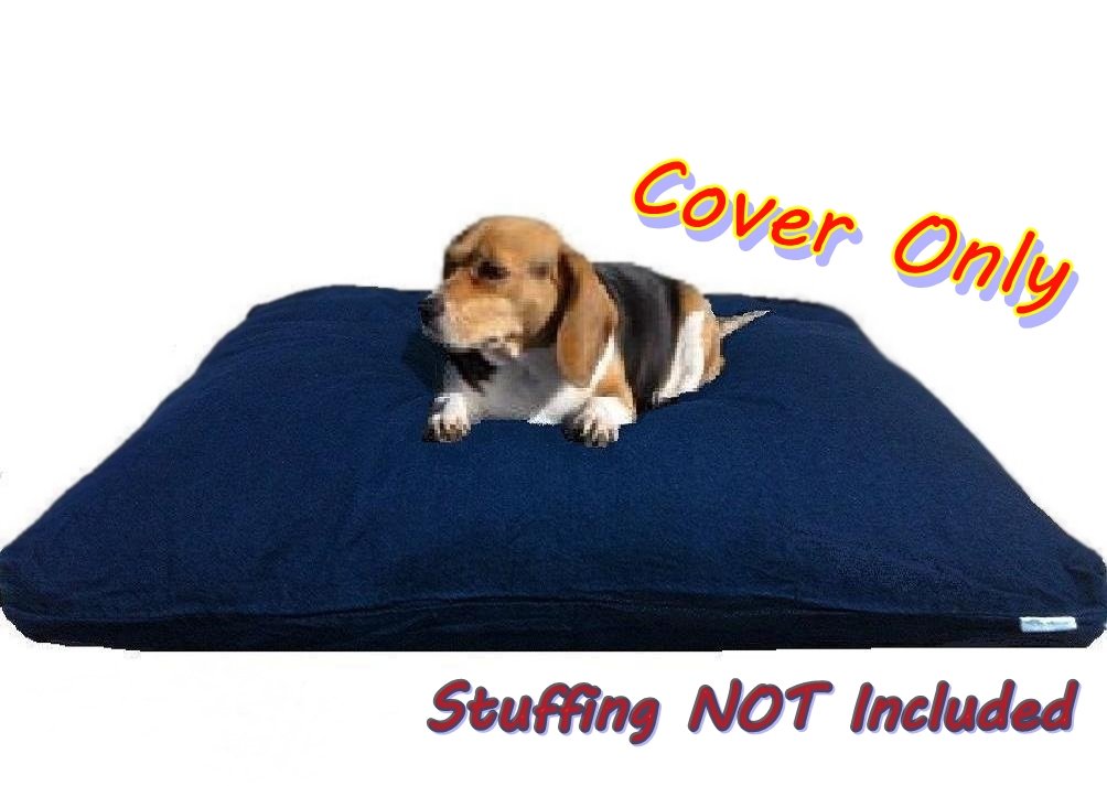 Dogbed4Less 41X27X4 Inches Large Durable Blue Color Denim Jean Cotton Dog Pet Bed External Zipper Cover - Replacement Cover Only