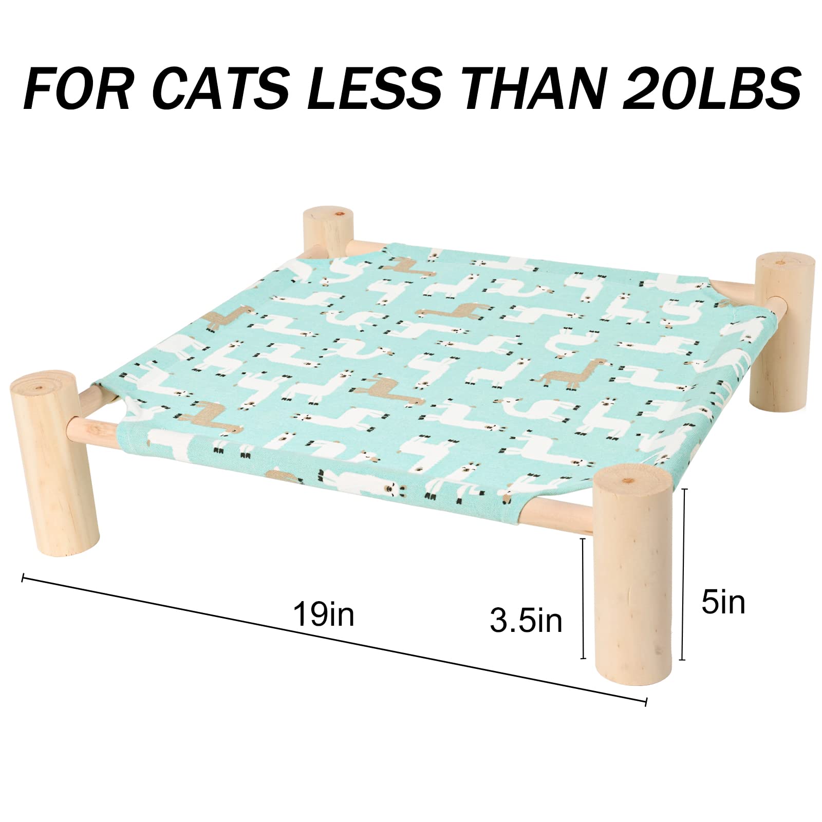 Patas Lague Cat And Dog Hammock Bed For Small Dogs, Brethable Wooden Cat Pet Rabbit Elevated Cooling Outdoor Bed Cots Furniture