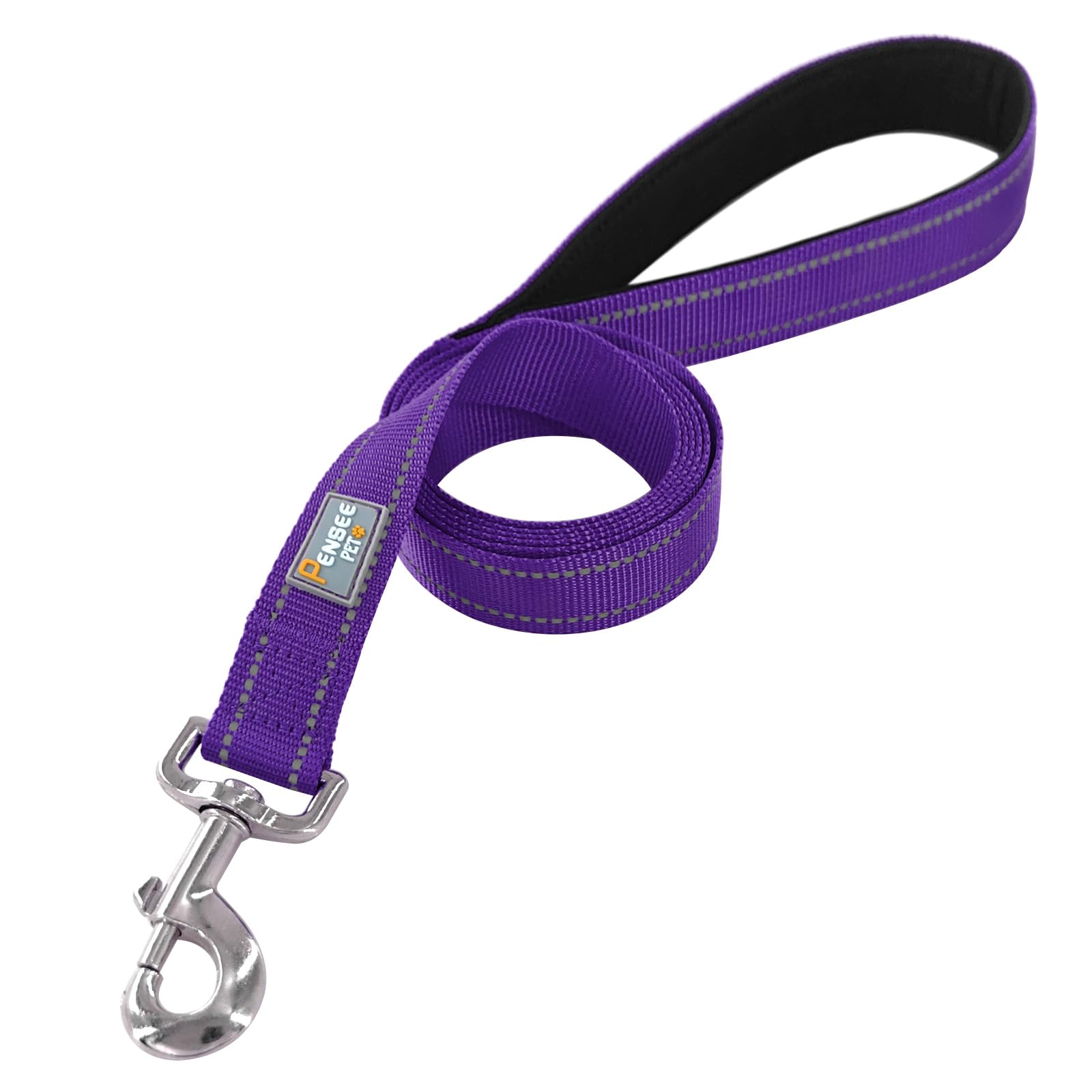 Penseepet Dog Leash 6 Ft Padded Handle Nylon Reflective Dogs Leashes For Large Dogs Purple