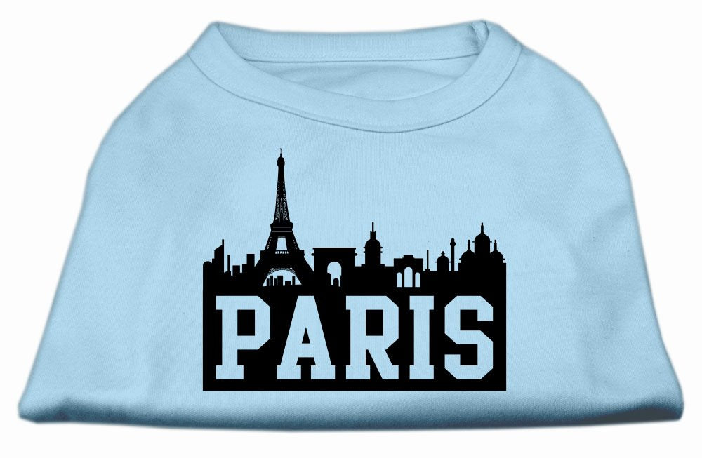 Mirage Pet Product Paris Skyline Screen Print Shirt Baby Blue Med