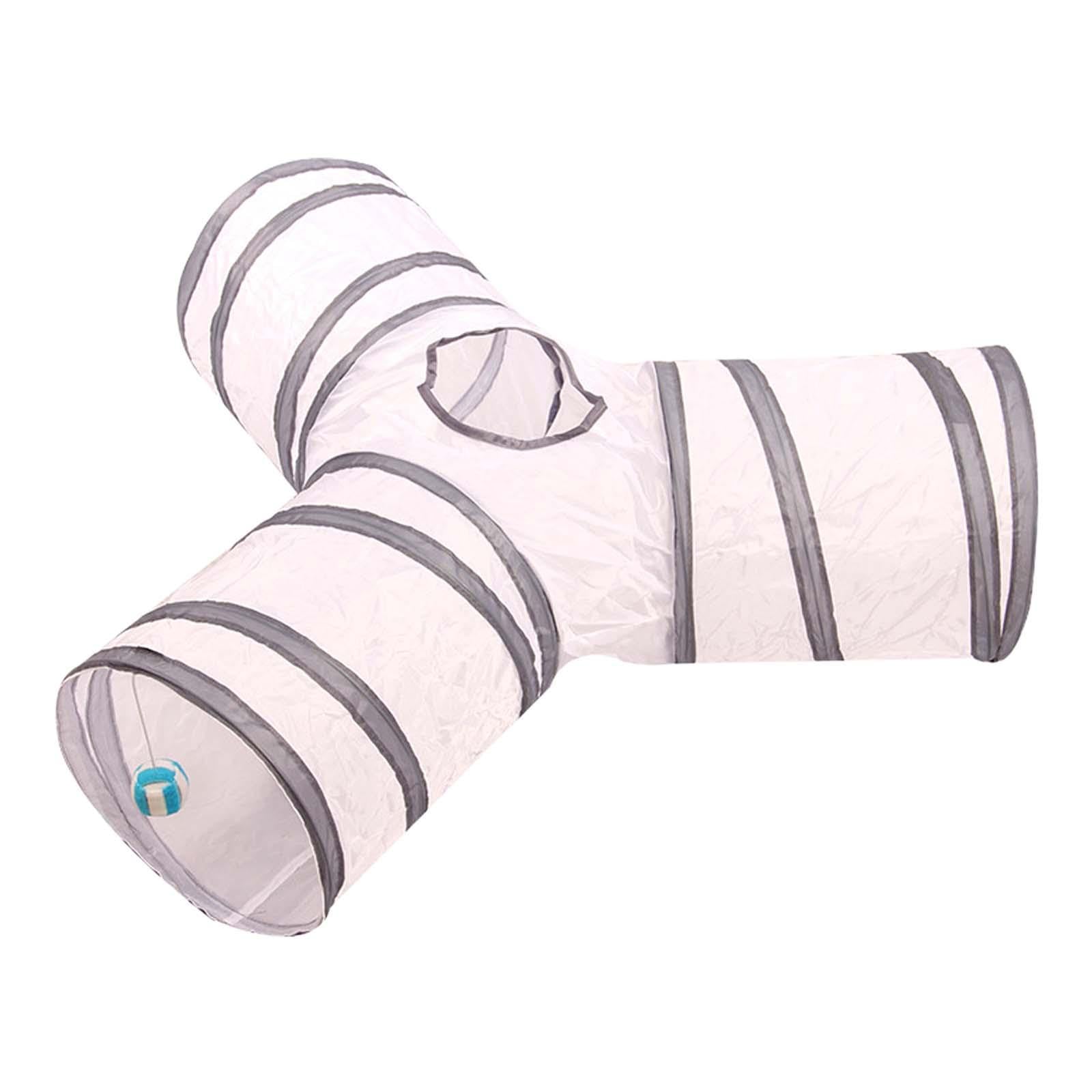 Secret Desire Cat Tunnel Foldable Scratch Resistant Cat Toys For Exercising Hamster Rabbit Gray White Color Y