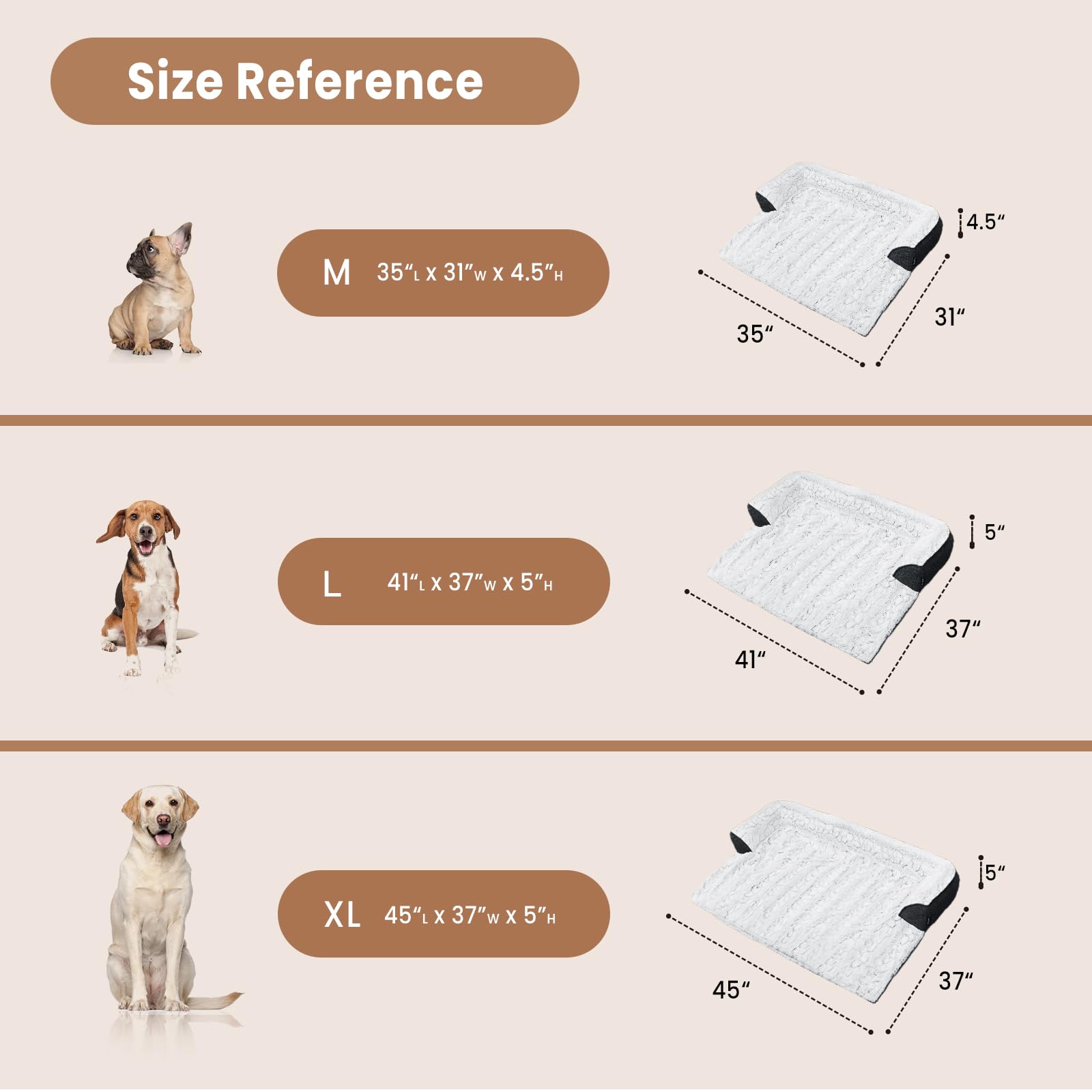 Blunique Calming Extra Large Dog Couch Bed, 45 X 37 Inch Waterproof Memory Foam Dog Bed For Couch, Durable Fluffy Fuzzy Dog Bed