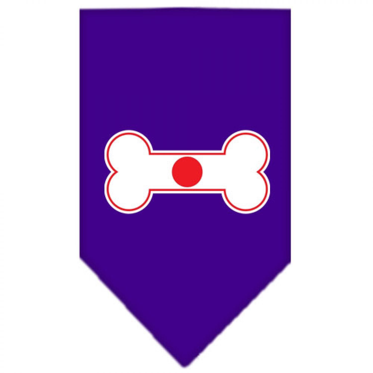 Mirage Pet Products Bone Flag Japan Screen Print Bandana for Pets, Large, Purple