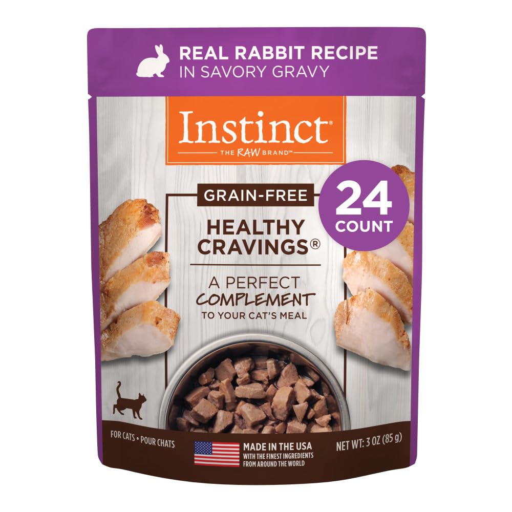 Instinct Healthy Cravings Grain Free Real Rabbit Recipe Natural Wet Cat Food Topper, 3 Ounce (Pack of 24)