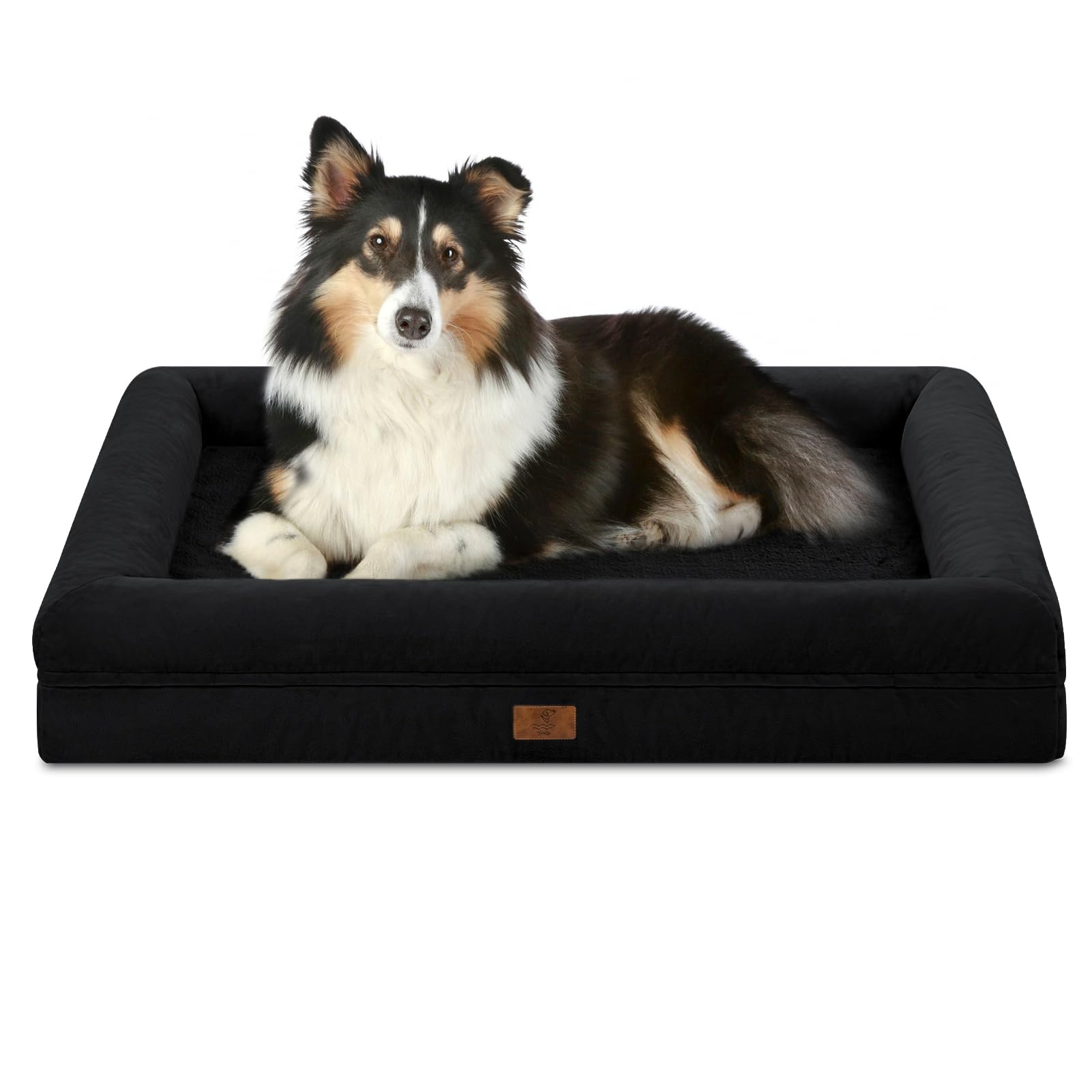 Yiruka Large Dog Bed, Black Orthopedic Dog Bed, Waterproof Dog Bed With Removable Cover, 4-Sides Removable Bolster Dog Soft Sofa Bed With Nonskid Bottom, Washable Dog Beds For Large Dogs