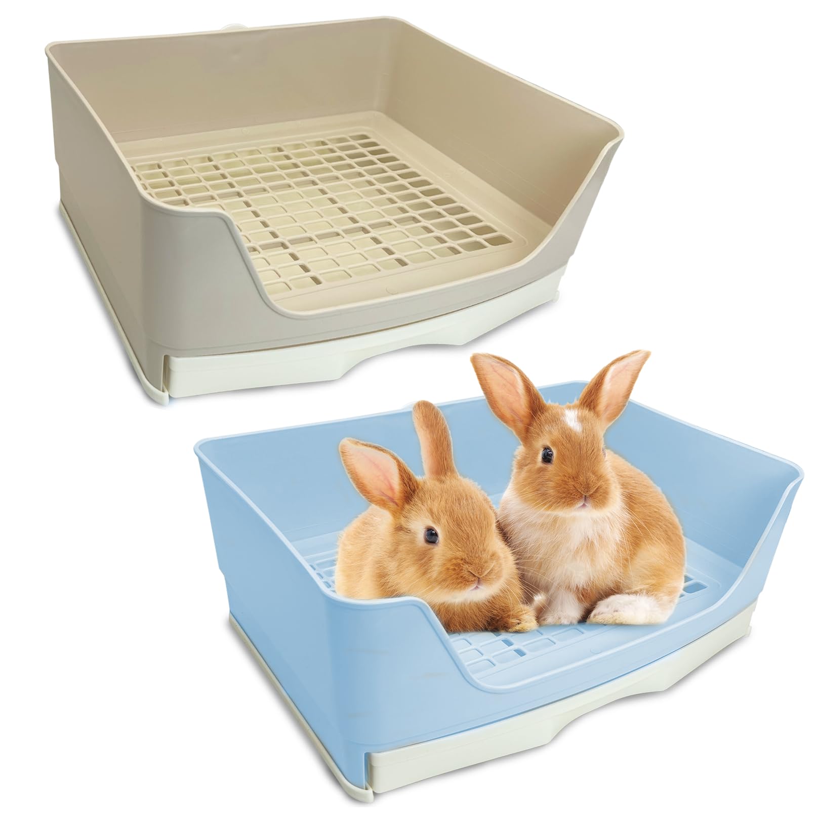 Kathson 2Pcs Large Rabbit Litter Box Trainer, Potty Corner Toilet With Drawer Bigger Pet Pan For Adult Hamster, Guinea Pig, Ferr
