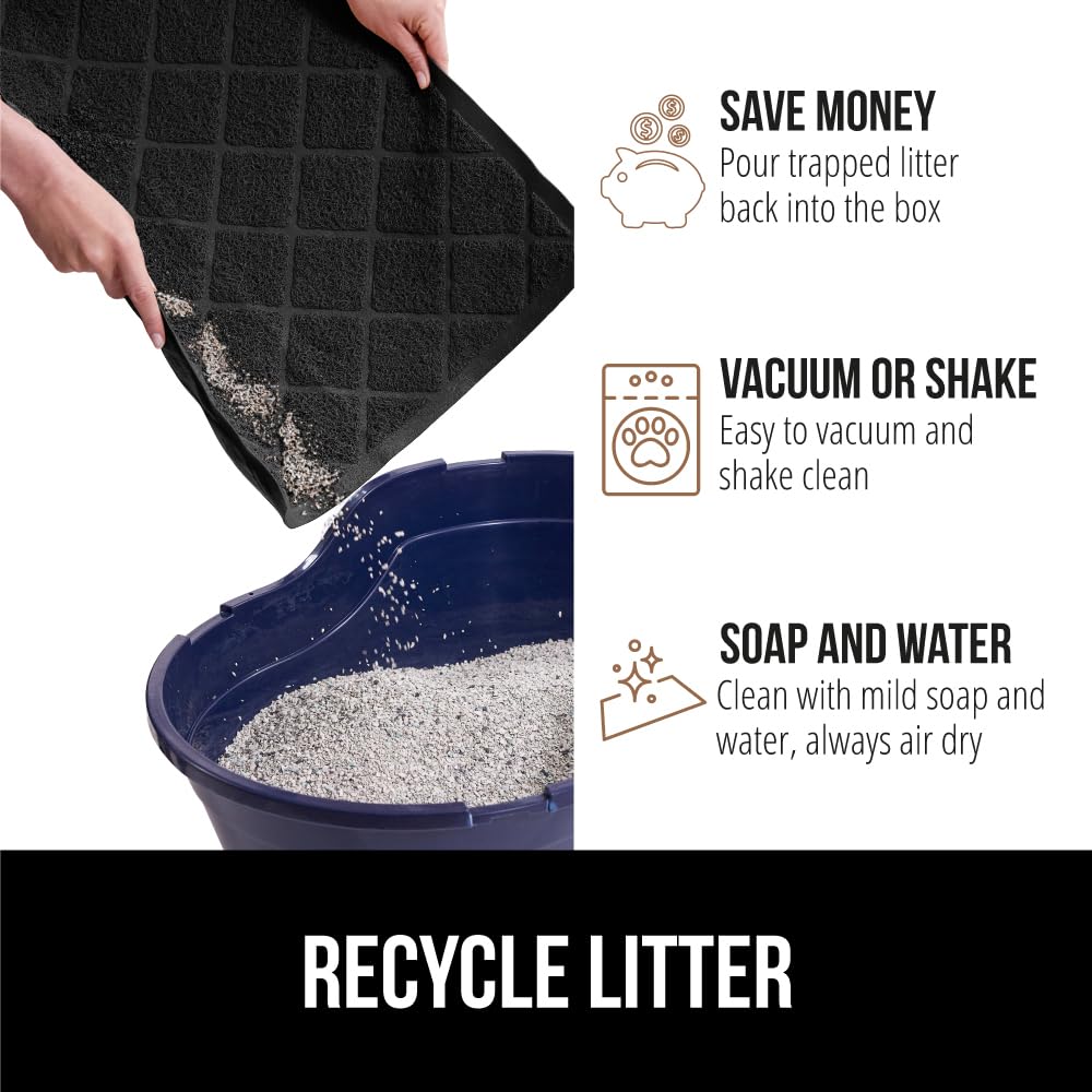 The Original Gorilla Grip Water Resistant Cat Litter Box Trapping Mat 2 Pack, Easy Clean, Textured Backing, Traps Mess For Clean