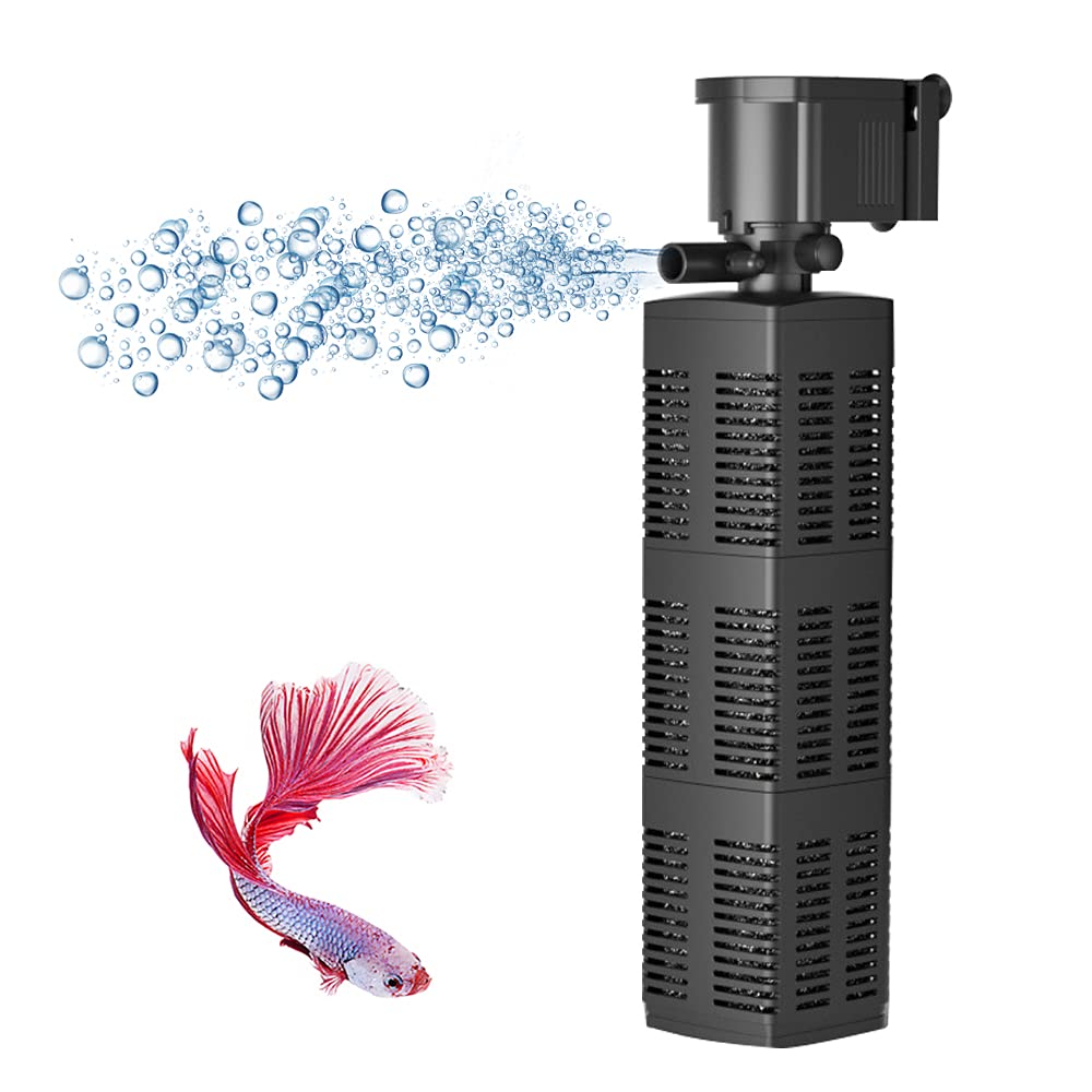 myfole 480 GPH Submersible Aquarium Internal Filter Pump for (50 to 160 Gallon) Fish Tank and Pond with Chemical, Physical, and 