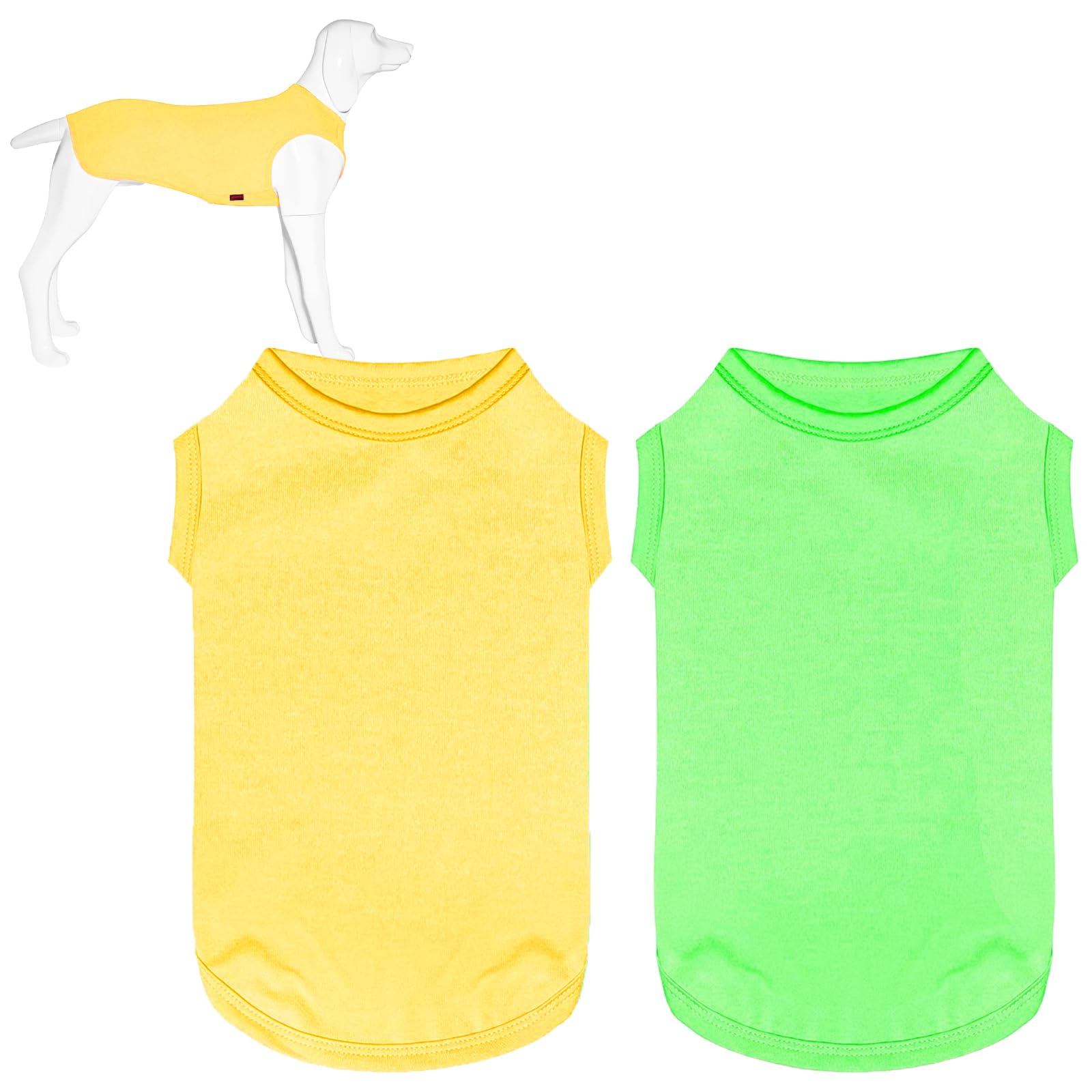 Kickred 2 Pack Dog Shirts, Summer Pet Sleeveless Vest, Breathable Dog Clothes, Stretchy Tank Top T-Shirts For Large Medium Dogs,