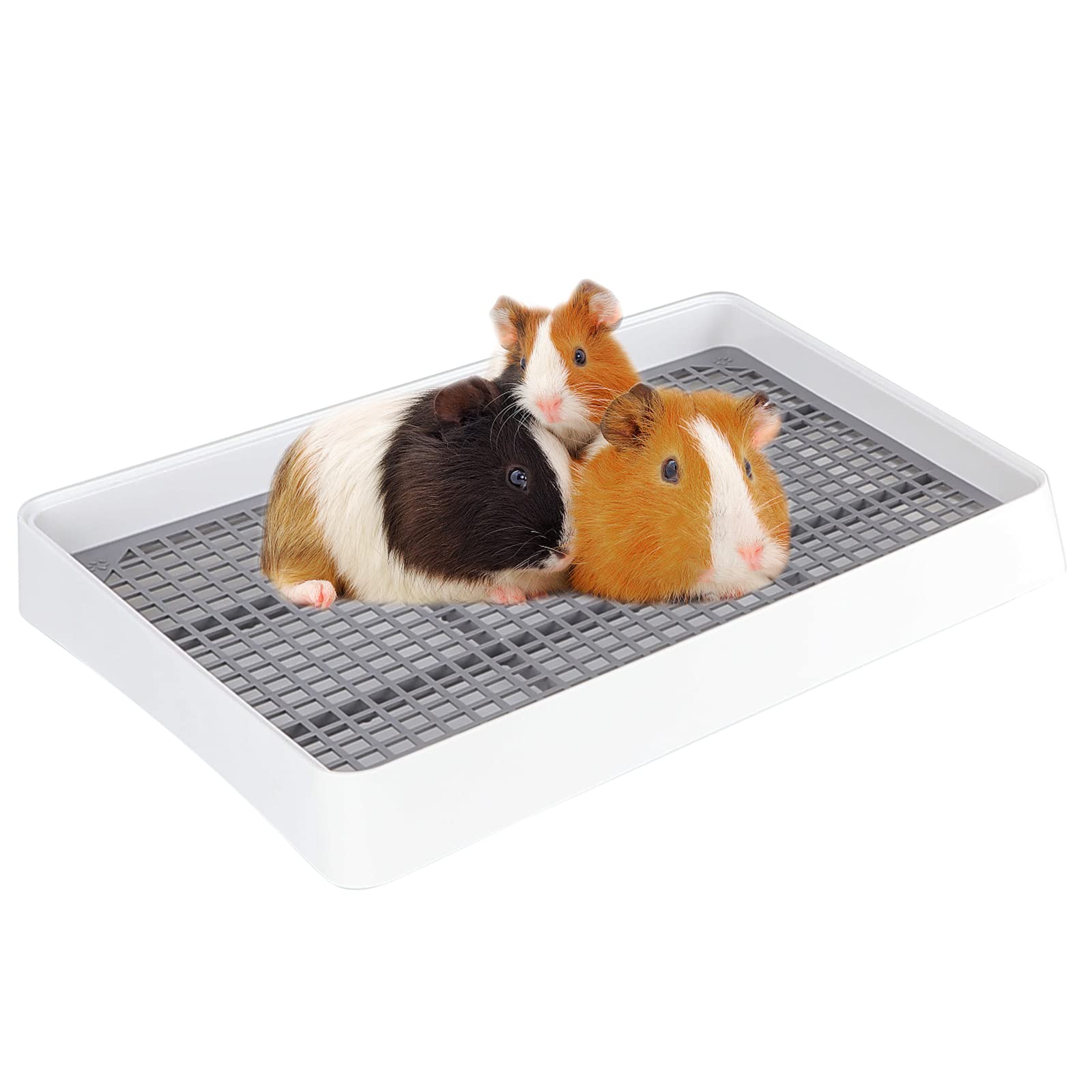 Fhtonge Guinea Pig Litter Box For Cage, Guinea Pigs Litter Pan With Grid, Rectangular Small Amimal Potty Trainer Tray Pet Toilet