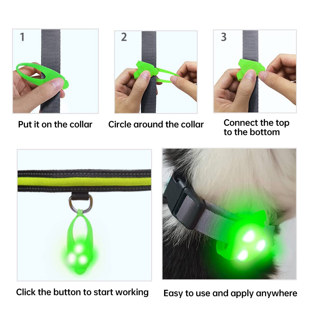 LaRoo LED Dog Collar Lights for Night Walking, Clip-On Flashlight, Green, 1st Gen, Safe & Bright Illumination for Dogs