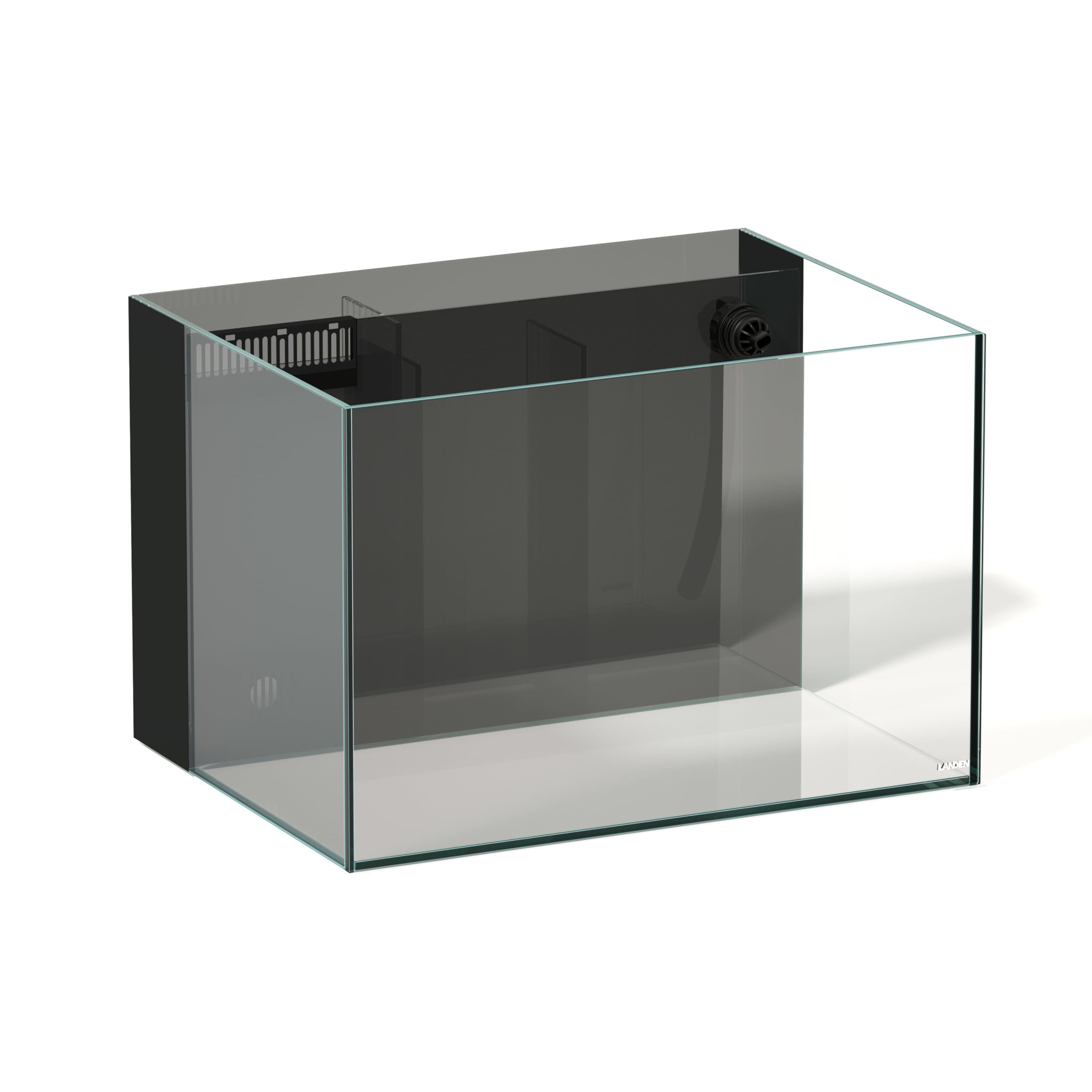Landen 60P 26.23 Gallon Ultra Clear All Glass Rimless Low Iron Aquarium Tank With Rear Filtration Chamber For Salt And Fresh (Re