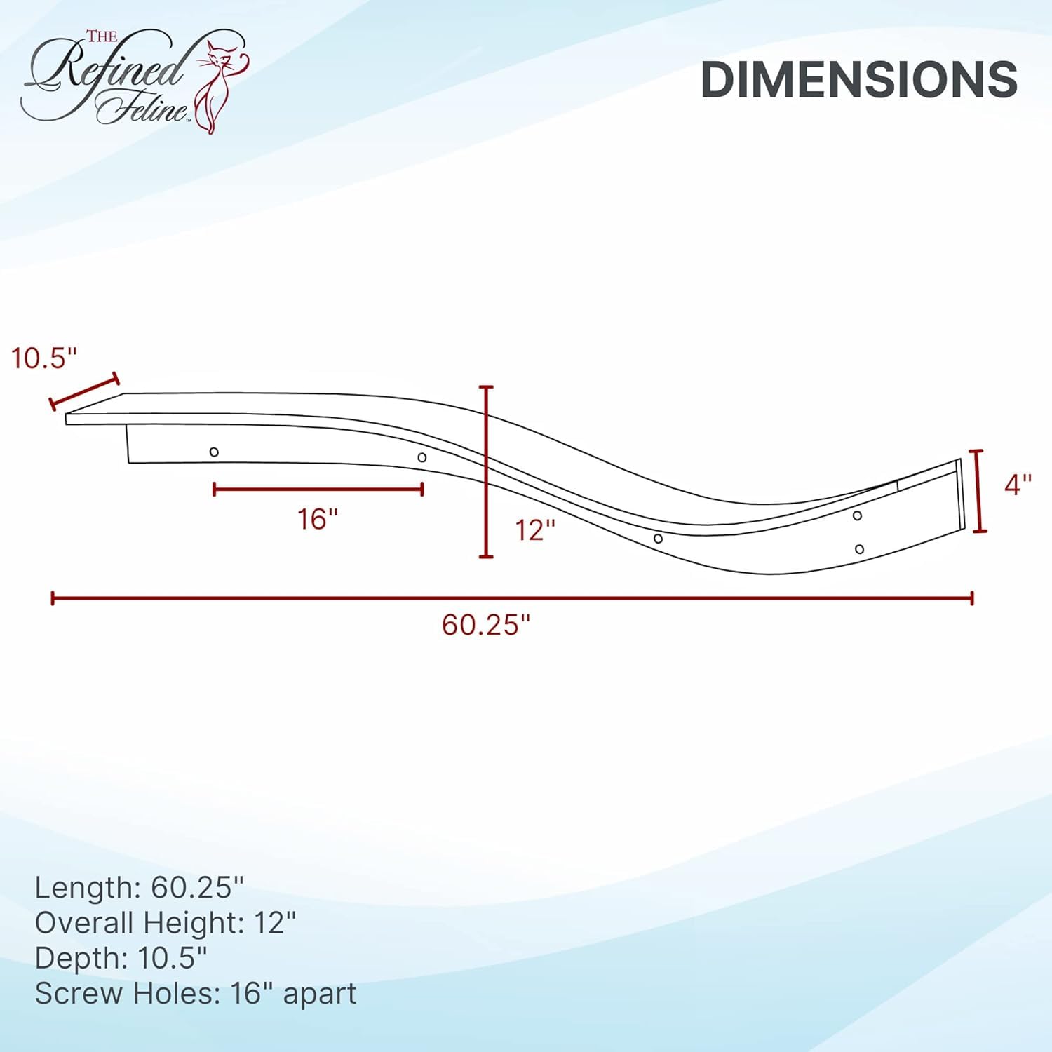 The Refined Feline 60 Inch Lotus Branch Cat Shelf In Black Espresso With Replaceable Carpet, Playing, Climbing, & Lounging Cat S