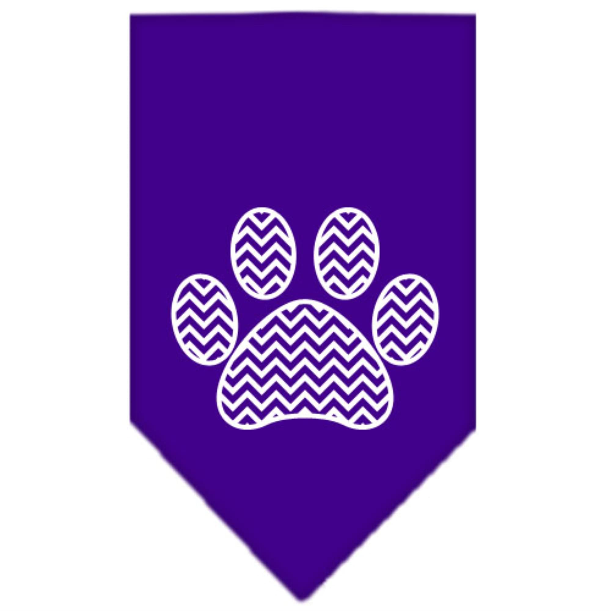 Mirage Pet Products Chevron Paw Screen Print Bandana, Purple, Small