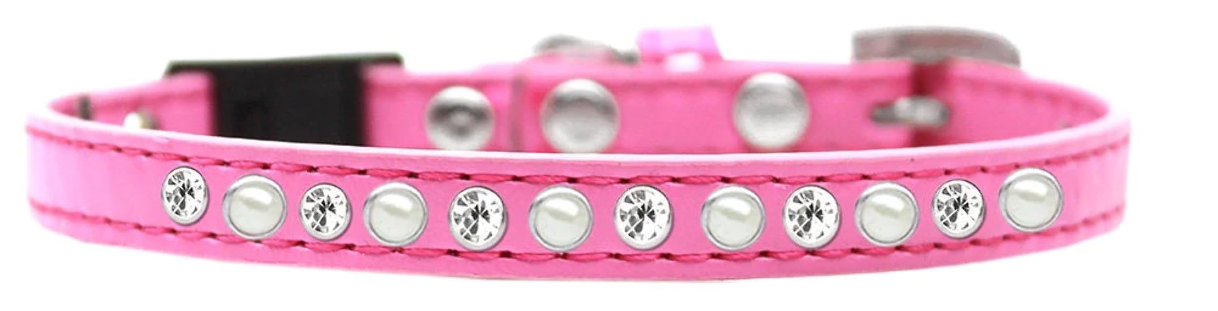 Breakaway Cat Collar, "Pearl & Clear Jewel" Red 10