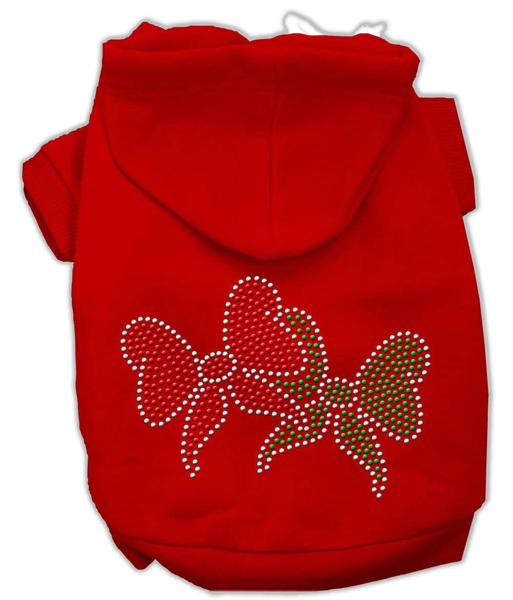 Mirage Pet Products 14-Inch Christmas Bows Rhinestone Hoodie, Large, Red