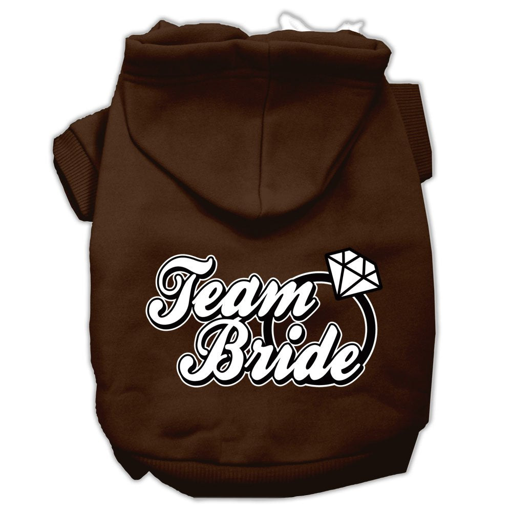 Pet Dog & Cat Hoodie Screen Printed, &quot;Team Bride&quot; Brown 3XL (25-35 lbs.)