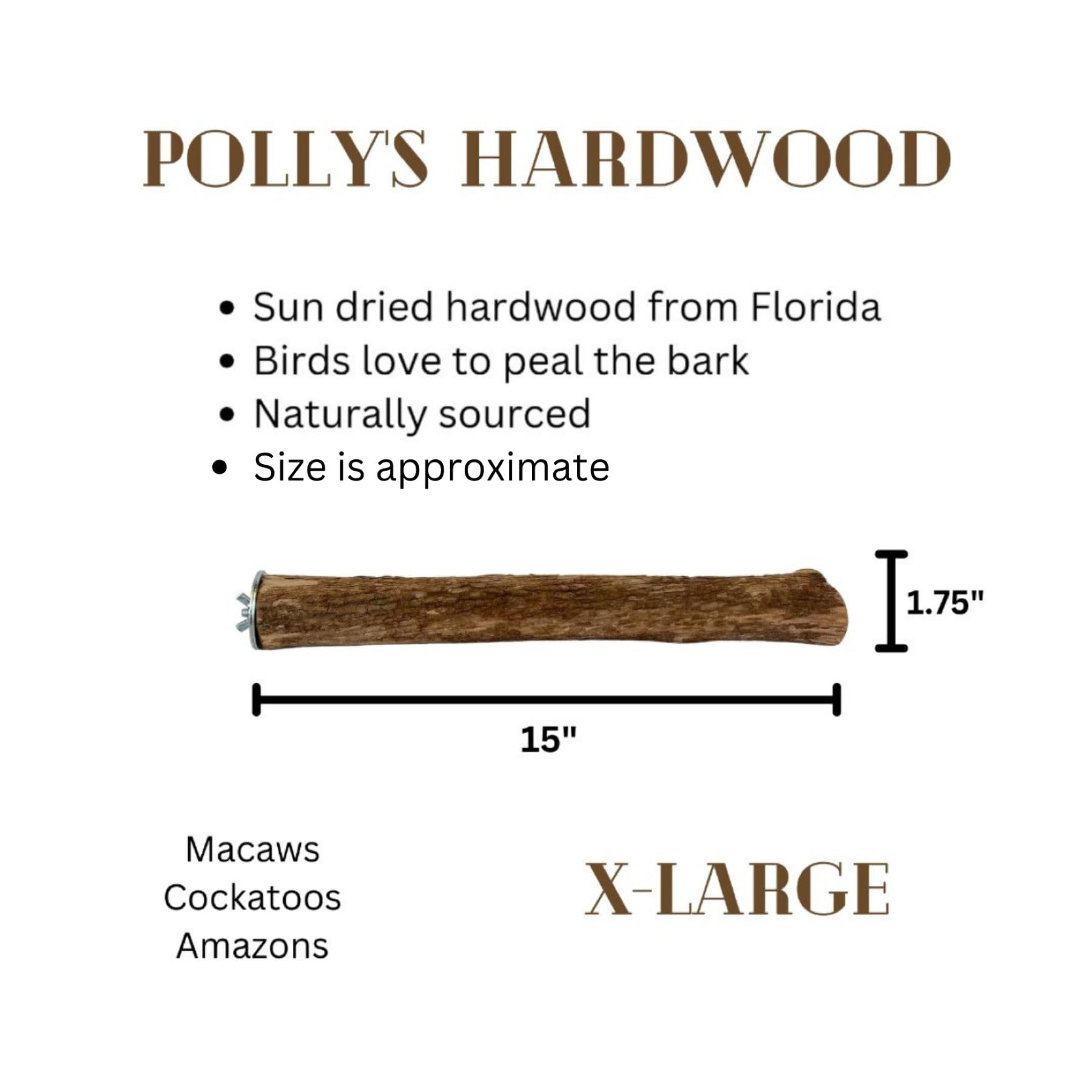 Polly'S Hardwood Bird Perch, X-Large