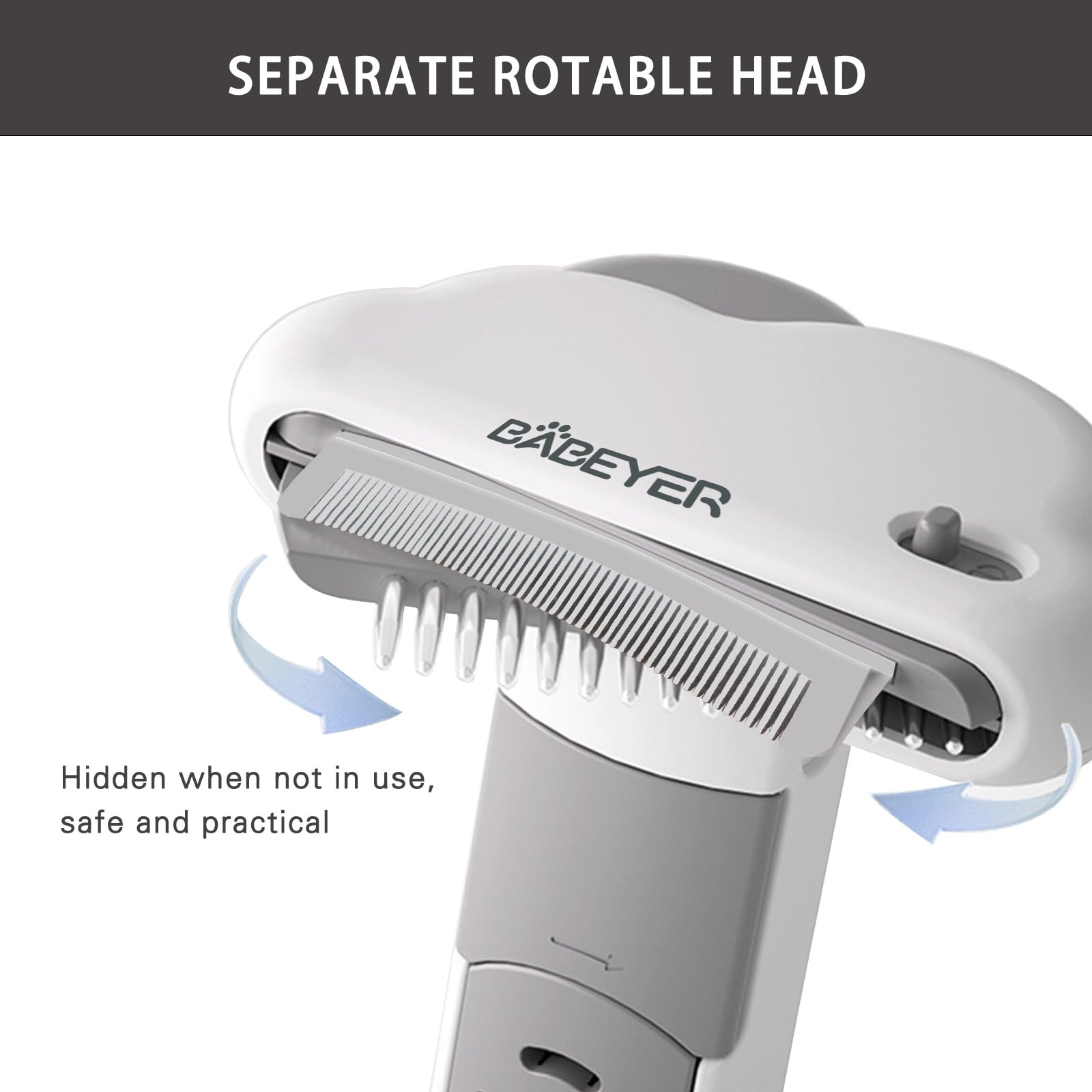 Babeyer 3-In-1 Cat & Dog Grooming Brush Rotatable, Dog Brush For Shedding, Stainless Steel Metal Undercoat Comb & Grooming Comb