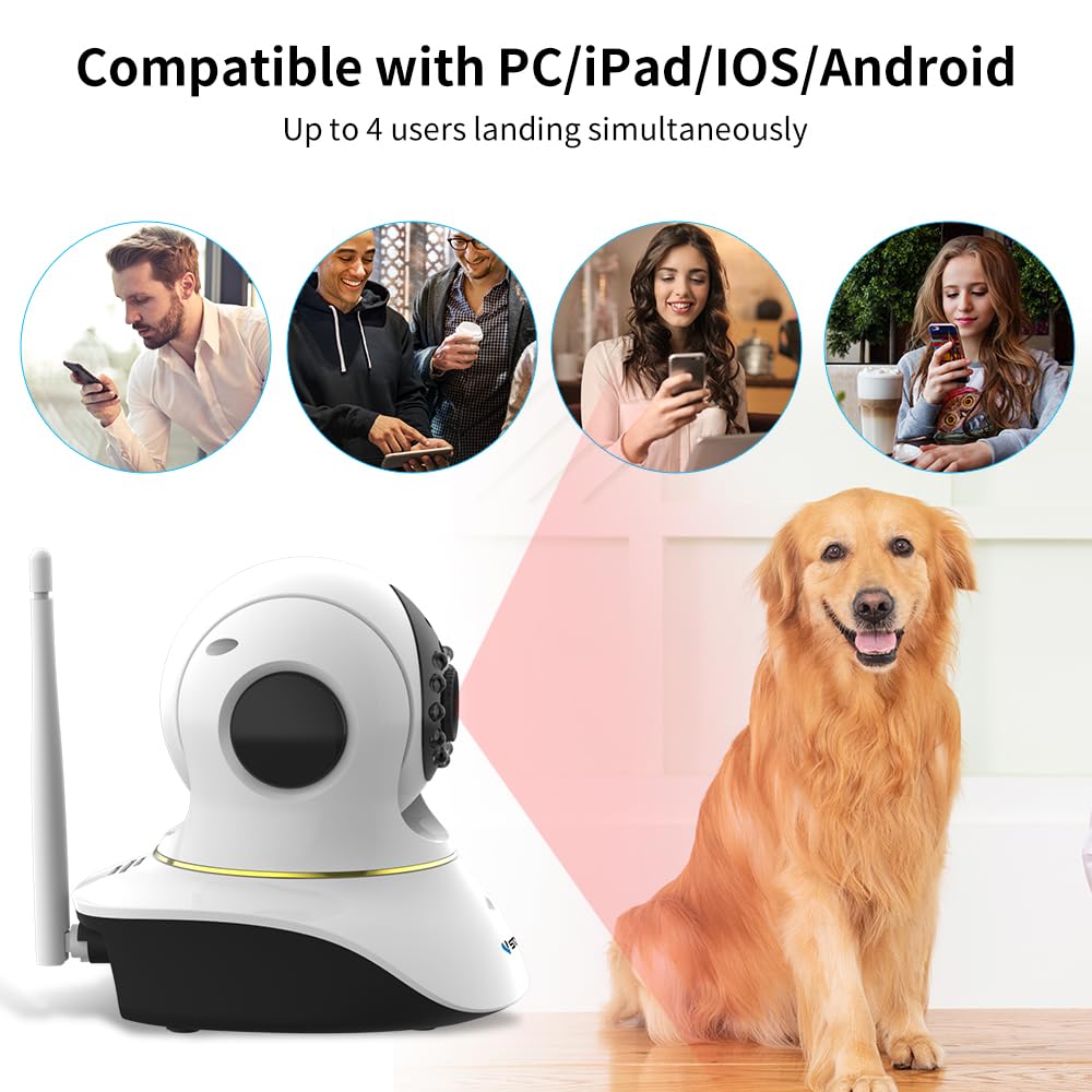 Vstarcam Pet Camera With Laser, 3Mp 2.4Ghz Wifi Interactive Dog & Cat Laser Toy With Night Vision, Motion Detection Alerts, App