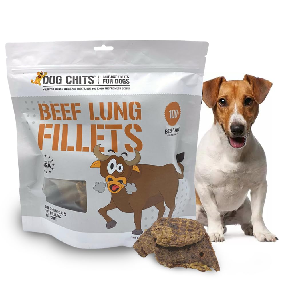 Dog Chits Beef Lung Fillets Dog and Puppy Treats - New! - All Natural Grain and Chemical Free Training Chews - High Protein and 