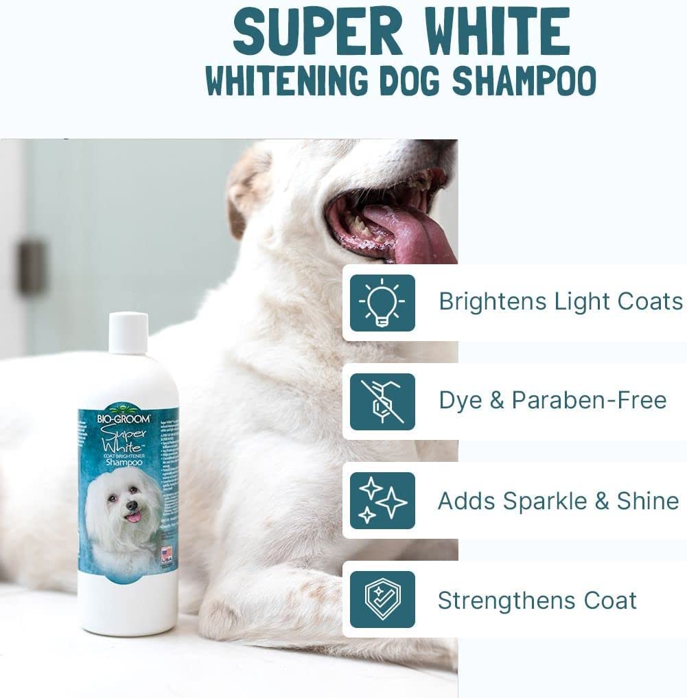 Bio-Groom Super White Dog Shampoo ?Whitening Pet Shampoo, Dog Bathing Supplies, Puppy Wash, Dog Grooming Supplies, Cruelty-Free, Made In Usa, Coat Brightener Shampoo ?12 Fl Oz 3-Pack