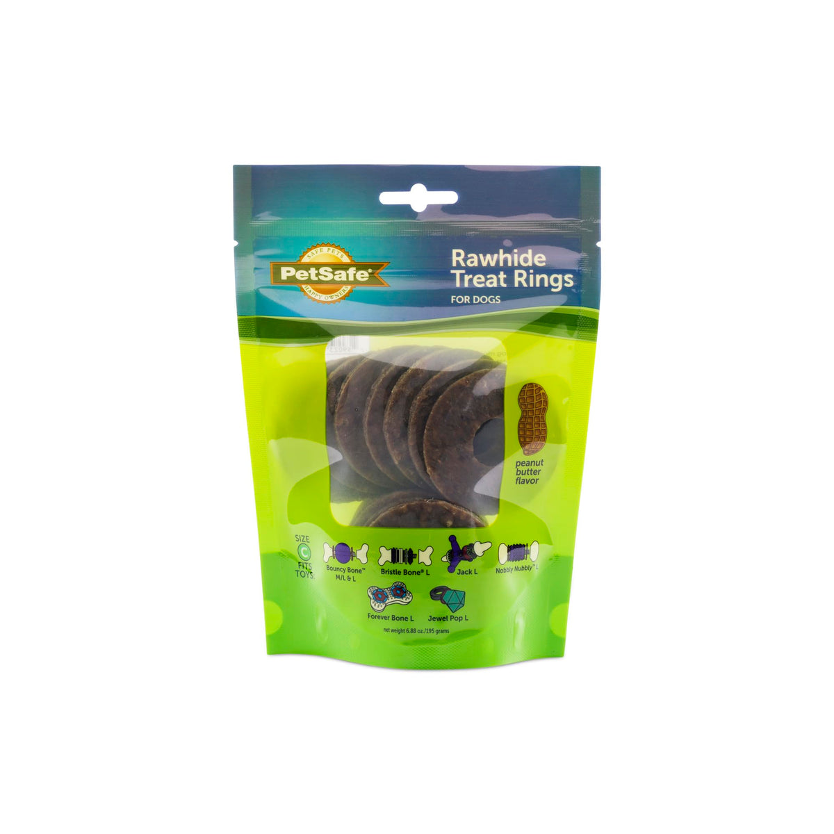 Petsafe Natural Rawhide Treat Ring Refills, Size C, Peanut Butter Flavor, Replacement Treats Busy Buddy Treat Ring Holding Toys