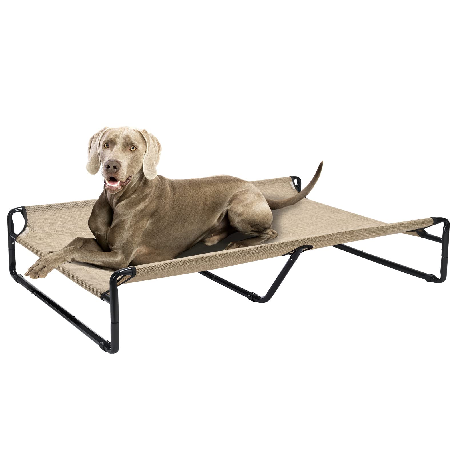 Veehoo Original Cooling Elevated Dog Bed, Outdoor Raised Dog Cots Bed For Large Dogs, Chew Proof Standing Pet Bed With Washable Breathable Mesh, No-Slip Feet For Indoor Outdoor, Xx-Large, Beige Coffee