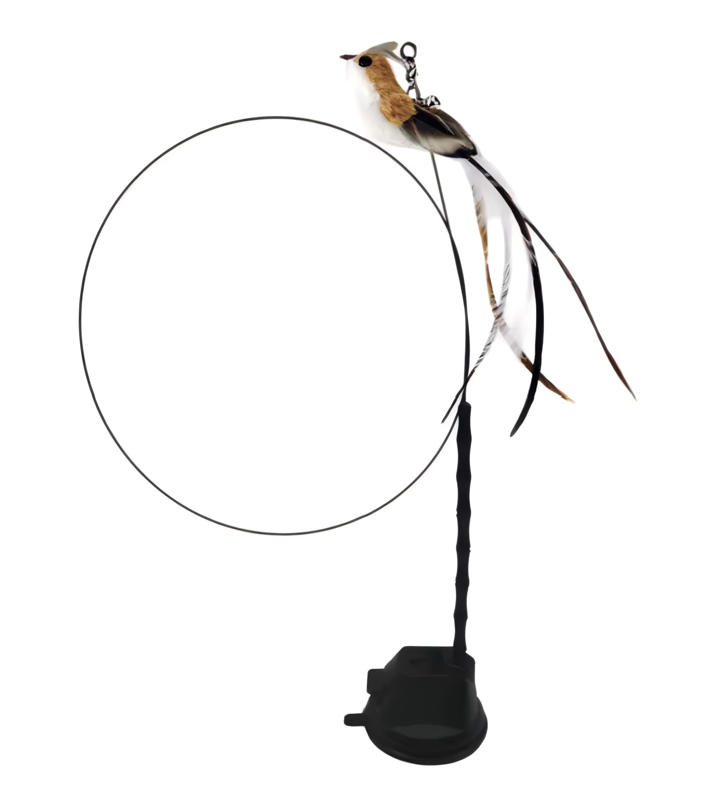 Cutie Paw Pal Interactive Suction Cup Cat Toy For Indoor Cat, Long Tail Feather Bird, Spring Wire Suctions To Ground, Hands Free