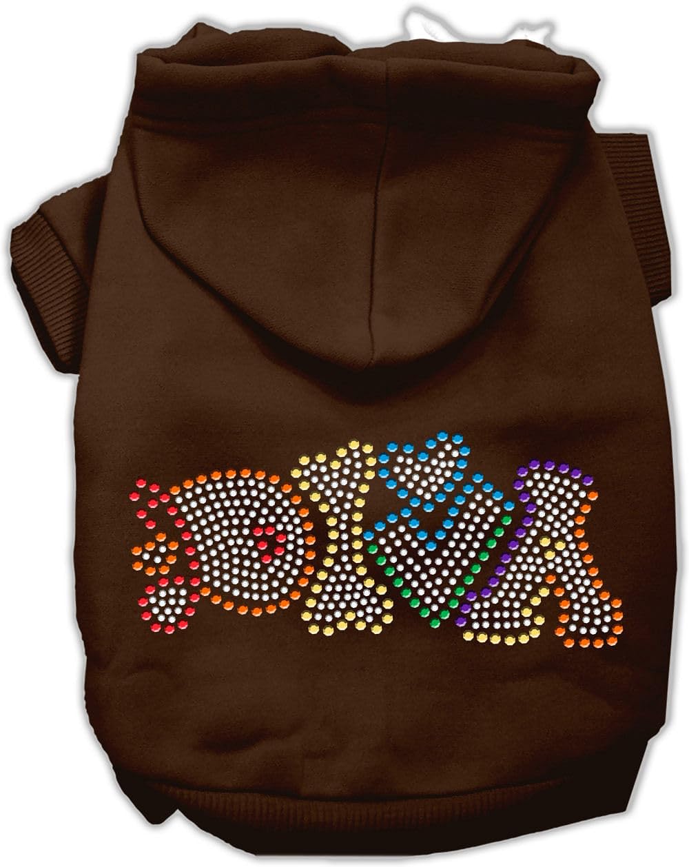 Pet, Dog & Cat Hoodie Rhinestone, 'Technicolor Diva' Brown Xs (0-3 Lbs.)