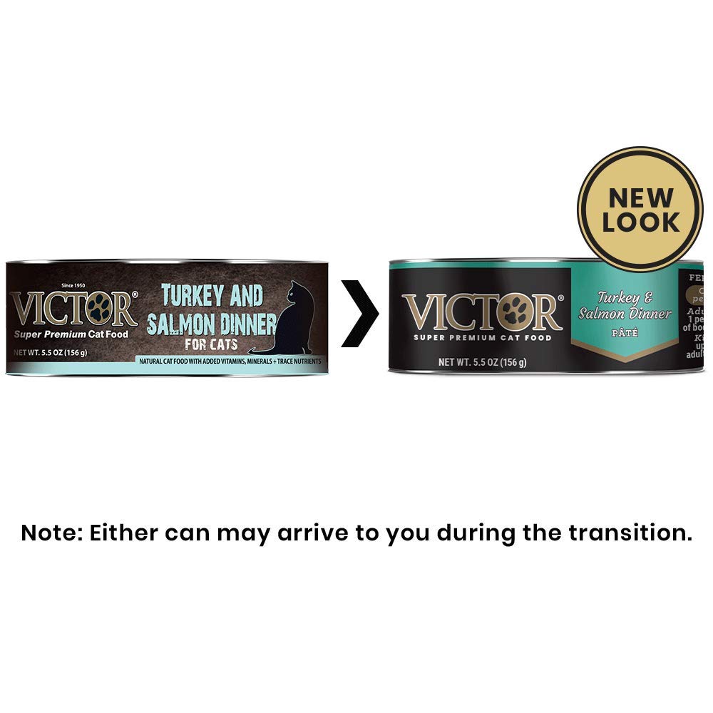 Victor Super Premium Cat Food - Turkey and Salmon Dinner Pt   - Canned Wet Food for Indoor and Outdoor Cats and Kittens - All Br