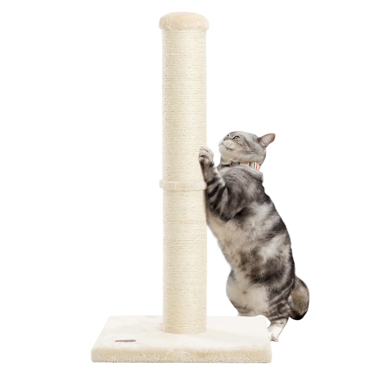 Karolpar 34Inch Cat Scratching Post With Natural Sisal Rope 4.3Inch Large Diameter Scratcher Post Tree For Indoor Cats Beige